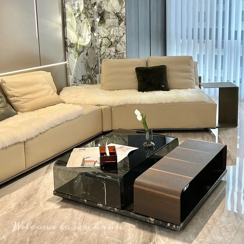 Furnistyle Luxury Italian Style Black Ebony Tea Table High End Contemporary Square Coffee Table Modern Home Furniture Made Metal — image 3