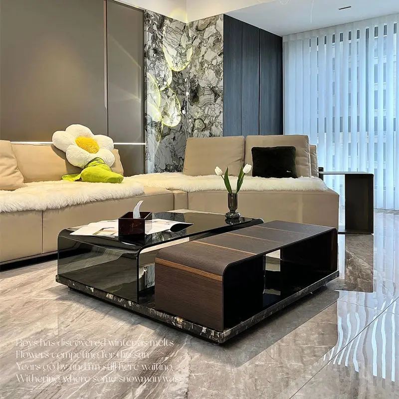 Furnistyle Luxury Italian Style Black Ebony Tea Table High End Contemporary Square Coffee Table Modern Home Furniture Made Metal — image 4