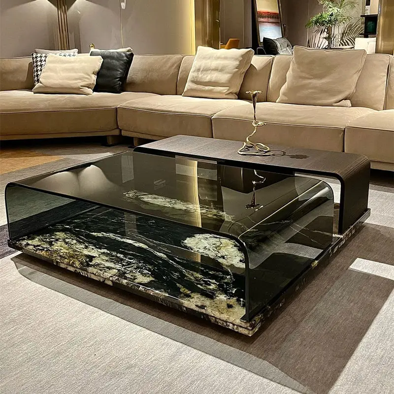 Furnistyle Luxury Italian Style Black Ebony Tea Table High End Contemporary Square Coffee Table Modern Home Furniture Made Metal — image 6