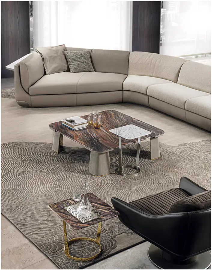 Furnistyle Italian Natural Marble square Center Tea Table Living Room Stainless Steel Base Modern Marble Coffee Table — image 3