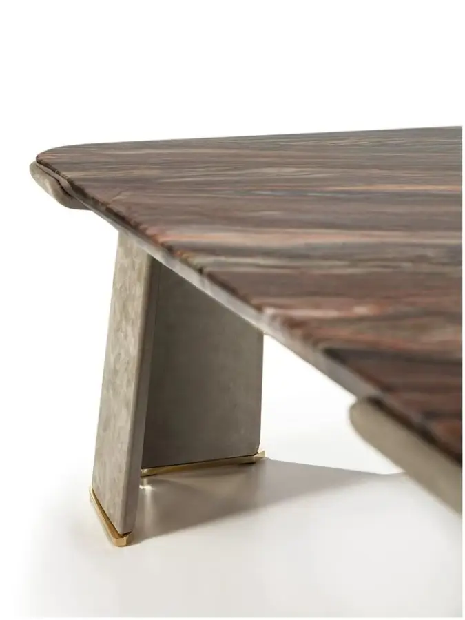 Furnistyle Italian Natural Marble square Center Tea Table Living Room Stainless Steel Base Modern Marble Coffee Table — image 4