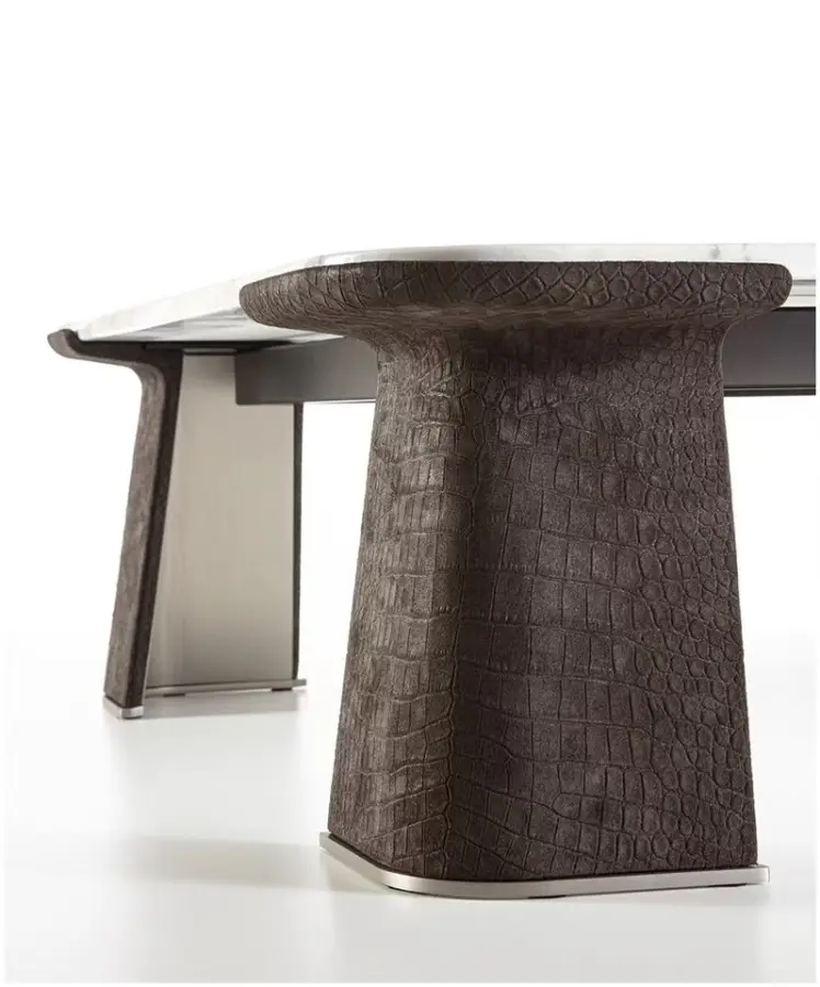 Furnistyle Italian Natural Marble square Center Tea Table Living Room Stainless Steel Base Modern Marble Coffee Table — image 5