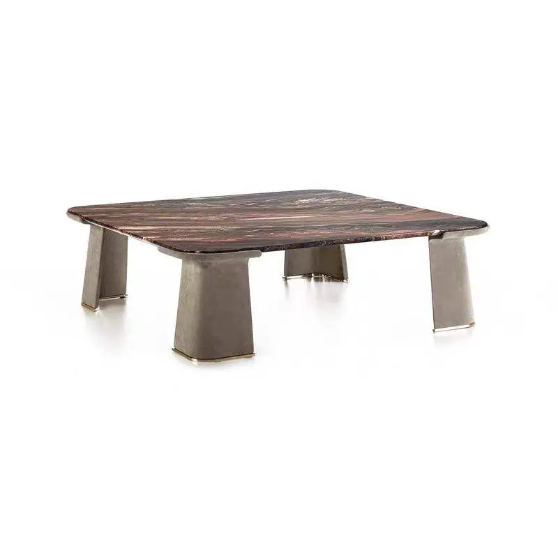 Furnistyle Italian Natural Marble square Center Tea Table Living Room Stainless Steel Base Modern Marble Coffee Table — image 6