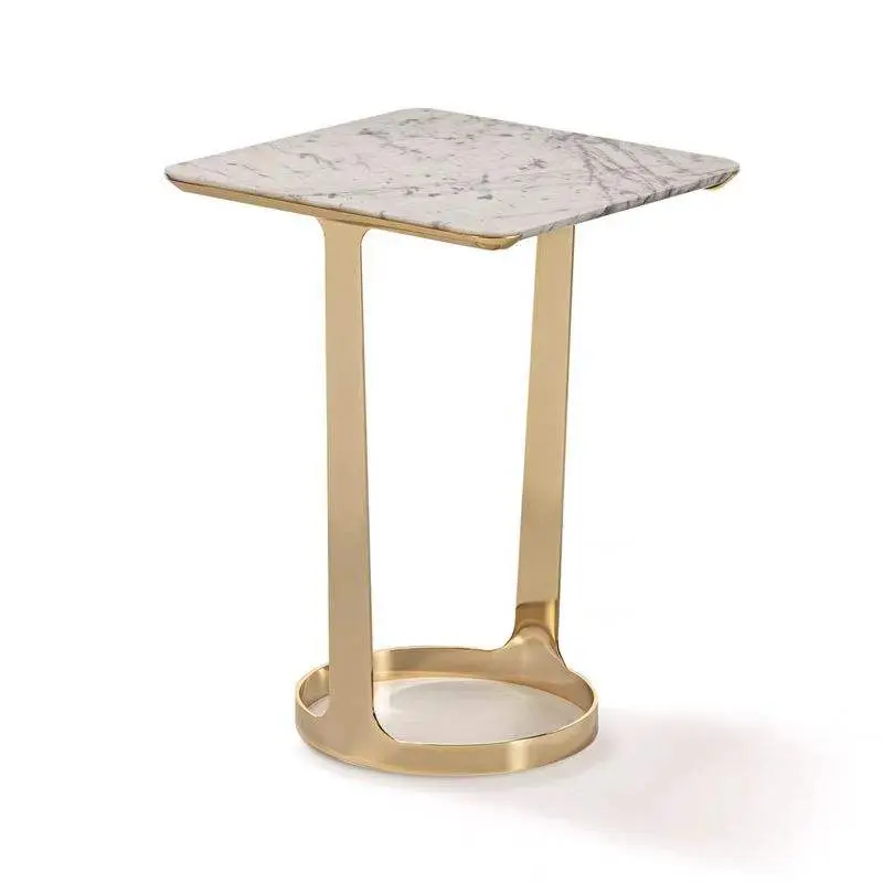 Furnistyle Italian Natural Marble square Center Tea Table Living Room Stainless Steel Base Modern Marble Coffee Table — image 7