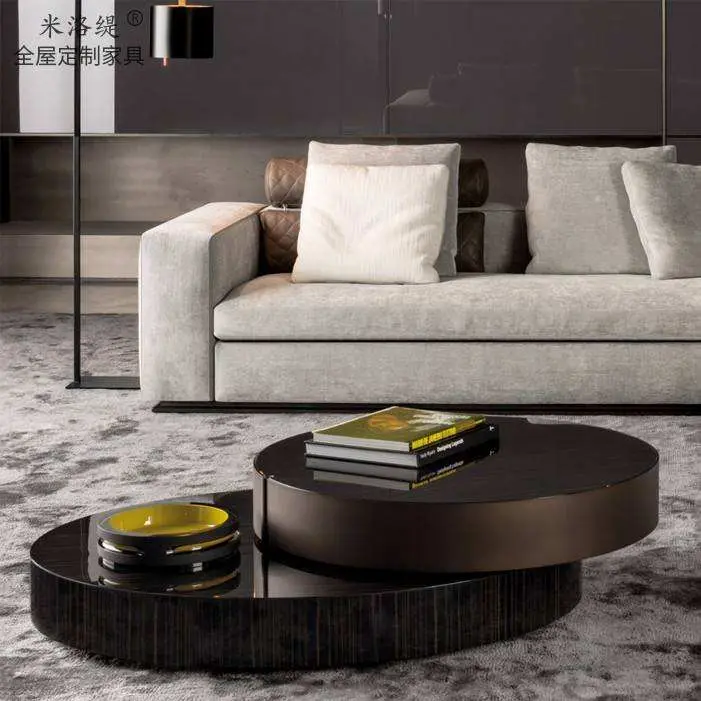 Modern Minimalist round Tea Table Black and Gold Glass Top Black Coffee Designs for Living Room Home Furniture — image 5