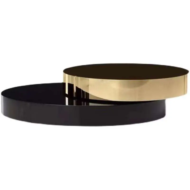 Modern Minimalist round Tea Table Black and Gold Glass Top Black Coffee Designs for Living Room Home Furniture — image 6