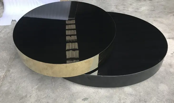 Modern Minimalist round Tea Table Black and Gold Glass Top Black Coffee Designs for Living Room Home Furniture — image 7