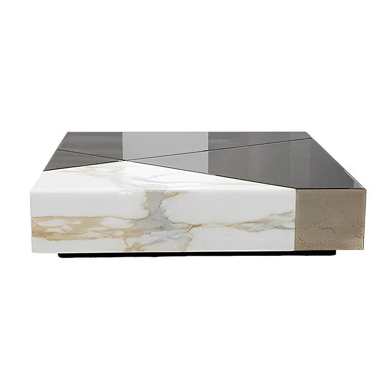 Custom Luxury Home Decor Minimalist Modern White Square Marble Top Coffee Table for Living Room Furniture — image 5