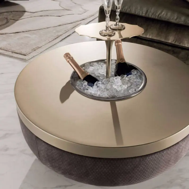 Furnistyle Light Luxury Modern Round Simple High End Stainless Steel Coffee Table for Living Room Apartment — image 4