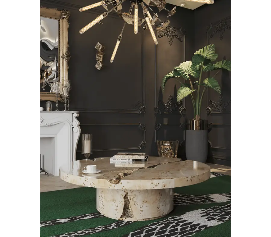 Hot Sale Unique Design Stainless Steel and Gold Crack Coffee Table Living Room Furniture for Home Use — image 4