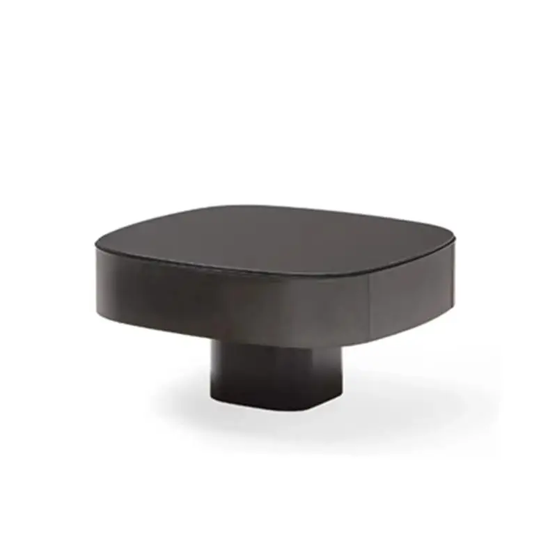 Furnistyle Newest Modern Simple Style Black Glass Marble Top Living Room Coffee Table — image 4