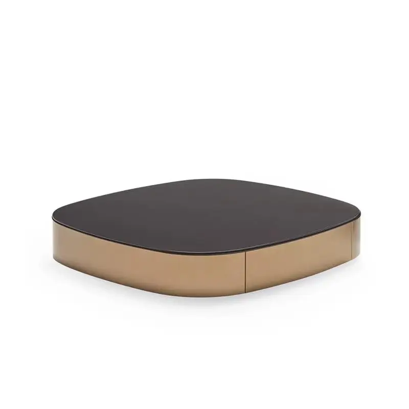 Furnistyle Newest Modern Simple Style Black Glass Marble Top Living Room Coffee Table — image 5