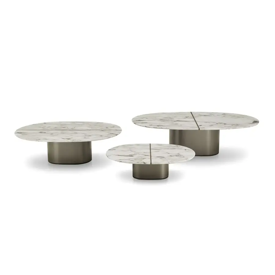 Furnistyle Modern Italian White Marble Coffee Table Stainless Steel Base for Hotel Living Room Exclusive Sale for Coffee — view 1