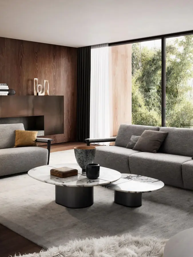 Furnistyle Modern Italian White Marble Coffee Table Stainless Steel Base for Hotel Living Room Exclusive Sale for Coffee — image 3