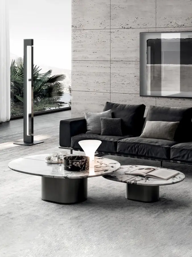 Furnistyle Modern Italian White Marble Coffee Table Stainless Steel Base for Hotel Living Room Exclusive Sale for Coffee — image 4