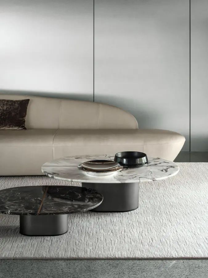 Furnistyle Modern Italian White Marble Coffee Table Stainless Steel Base for Hotel Living Room Exclusive Sale for Coffee — image 5