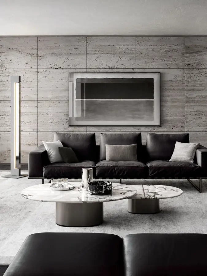 Furnistyle Modern Italian White Marble Coffee Table Stainless Steel Base for Hotel Living Room Exclusive Sale for Coffee — image 6