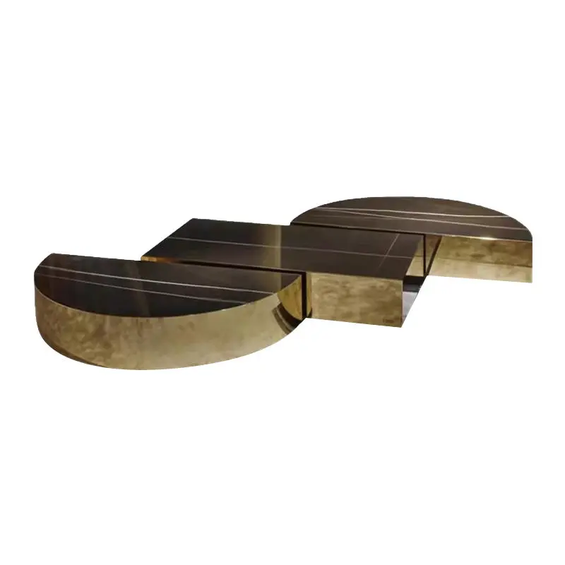 Furnistyle Modern Luxury Living Room Furniture Light Semicircle Splicing Coffee & Tea Table for Home Use — image 6