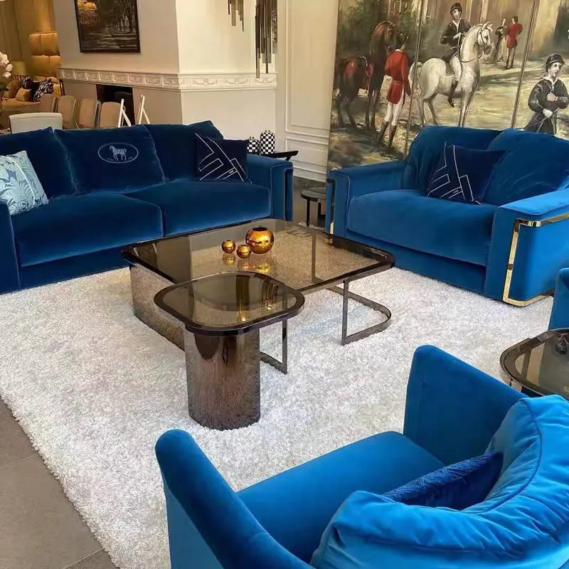 Furnistyle Luxury Brown Glass Top Coffee Table Set Modern Design Style Custom Made Living Room Furniture Factory Wholesale Price — image 3