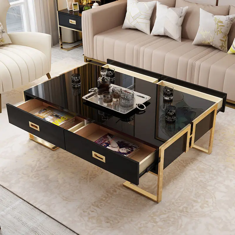 Furnistyle Luxury Modern TV Stands and Coffee Tables Tempered Glass Combination for Home Furniture Living Room — image 2