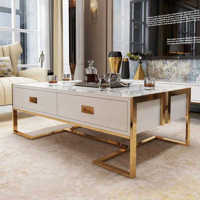 Furnistyle Luxury Modern TV Stands and Coffee Tables Tempered Glass Combination for Home Furniture Living Room — image 4