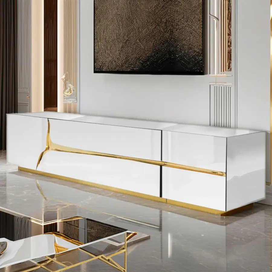 Furnistyle Custom Made Luxury Living Room TV Cabinet Sideboard European Design Stainless Steel Kitchen Home Furniture — view 1