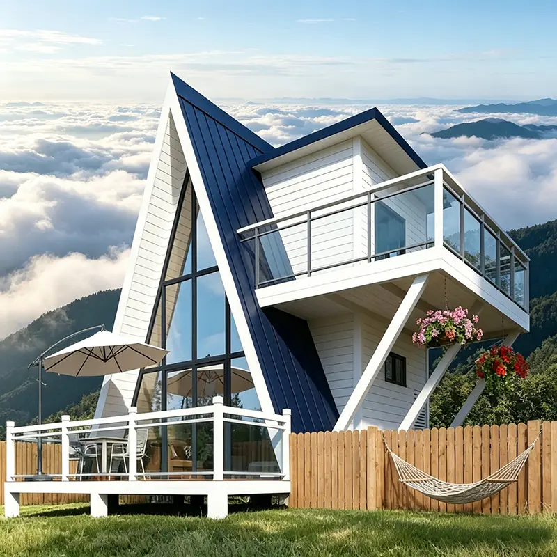 Customized Triangular Wood Bungalow Portable Prefab Tiny Home Heat-Retaining Windproof Eco Log Material Outdoor Glamping — view 1