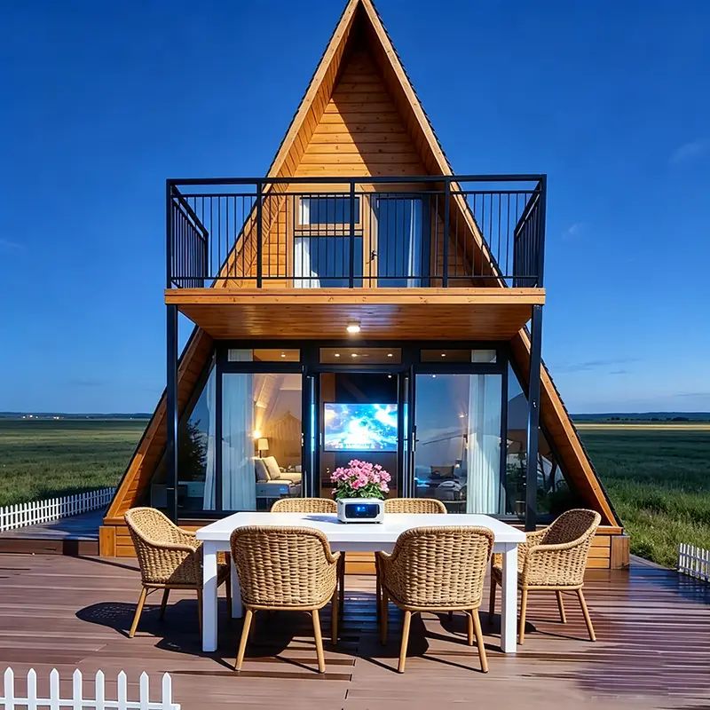 Customized Triangular Log Tiny House Custom Prefab Modular Home Fire-Resistant Waterproof Natural Log Outdoor Camping Villa — image 4