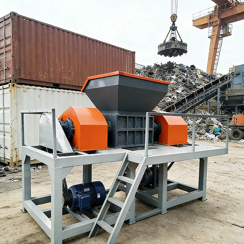 Customized Tire Shredder Machine, Double Shaft Rubber Tyre Crusher, Durable Shredding Equipment with Easy Maintenance — view 1