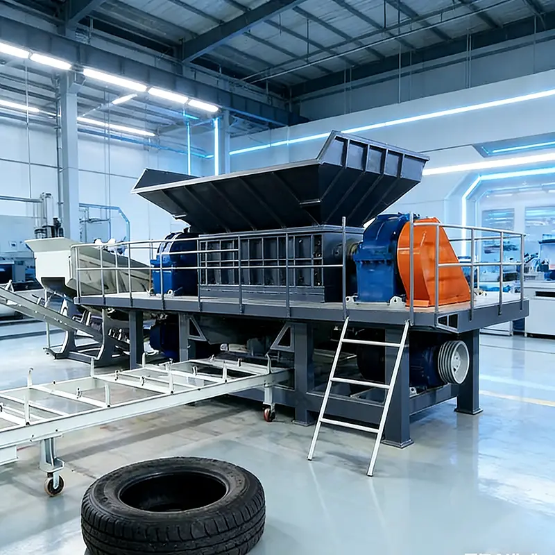 Customized Tire Shredder Machine, Heavy Duty Double Shaft Rubber Tyre Crusher, Suitable for Tire Rubber Plastic Shreddin — view 1
