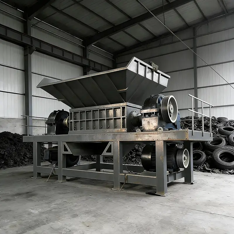 Customized Tire Shredder Machine, Double Shaft Rubber Tyre Crusher, Shredding Equipment for Hard Steel Wire Radial Tires — view 1