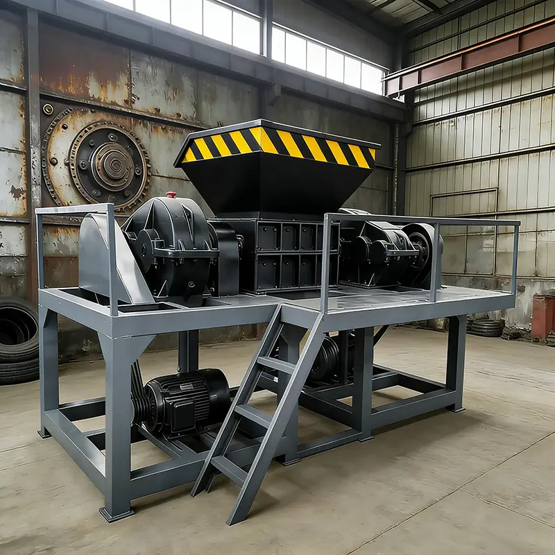 Customized Tire Shredder Machine, Dual Shaft Rubber Tyre Crusher, Shredding Equipment for Car Truck Bus Motorcycle Waste — view 1