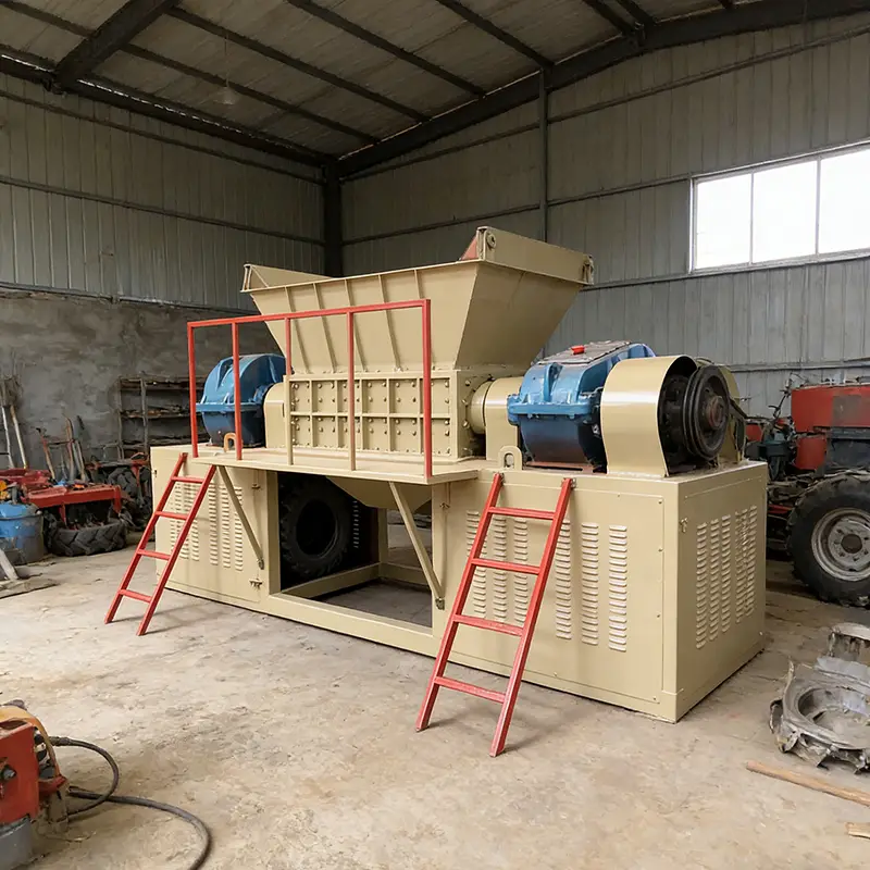 Customized Mobile Tire Shredder Machine for Waste Tyre Recycling, Double Shaft Shredding Equipment Easy to Move and Oper — view 1
