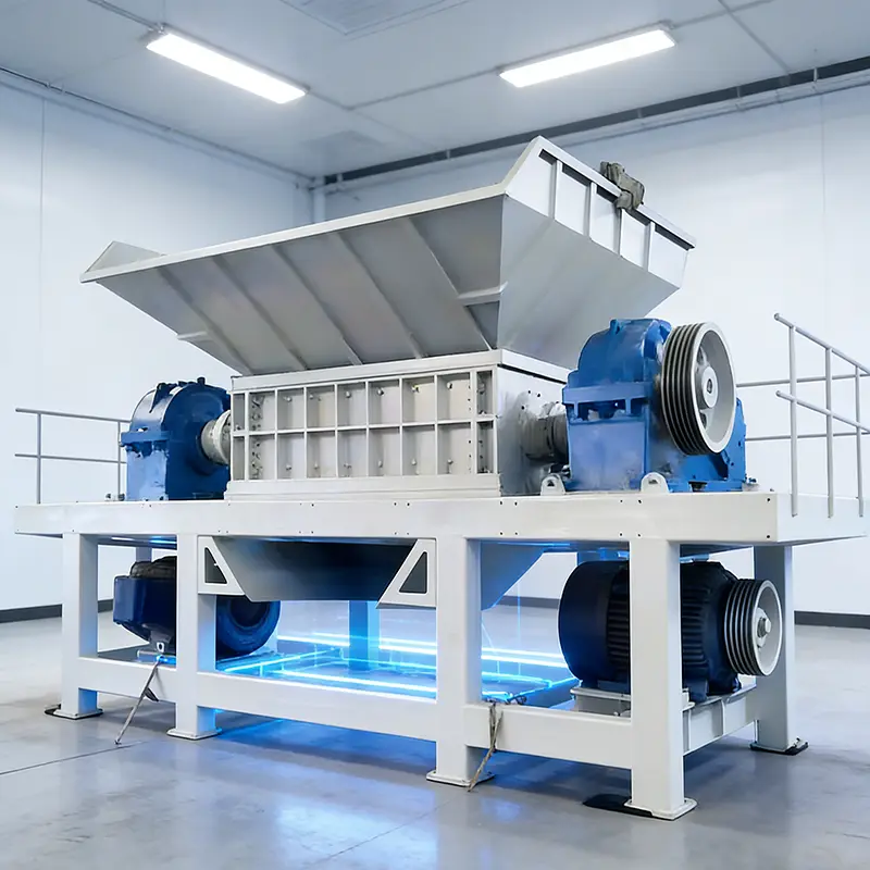 Customized Cost Effective Waste Tire Shredder Machine, Heavy Duty Double Shaft Rubber Crusher, Tyre Shredding Equipment — view 1