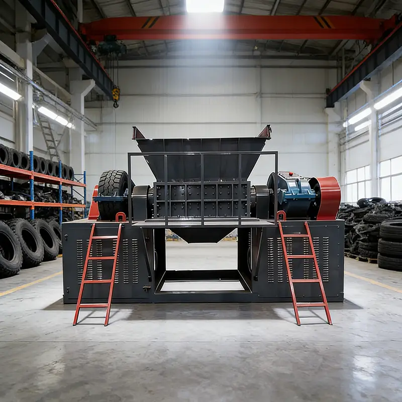 Customized Tire Shredder Machine, Double Shaft Rubber Tyre Crusher Shredding Equipment for All Kinds of Waste Vehicle Ti — view 1