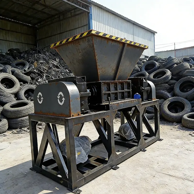 Customized Heavy Duty Waste Tire Shredder Machine Double Shaft High Efficiency Shredding Equipment for Recycling and Reu — view 1