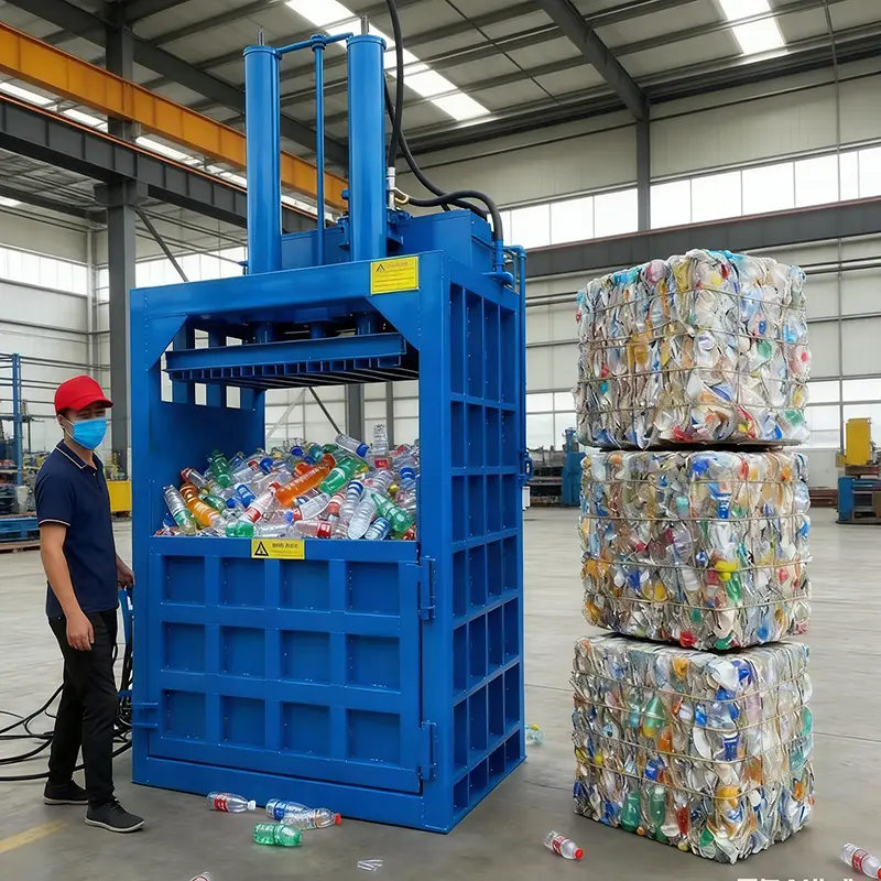 Customized Vertical Hydraulic Baler Machine for Used Clothing Textile Fabric Cloth Compactor Baling Press Recycling Equi — view 1