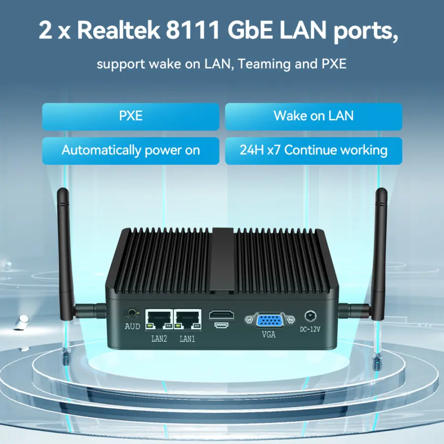 Fanless Mini PC IPC Intel J1900 J2900 i5-5200U 2xEthernet 2x COM DB9 HDMI VGA mPICE Expansion WiFi 4G LTE Support Windows Linux — image 3