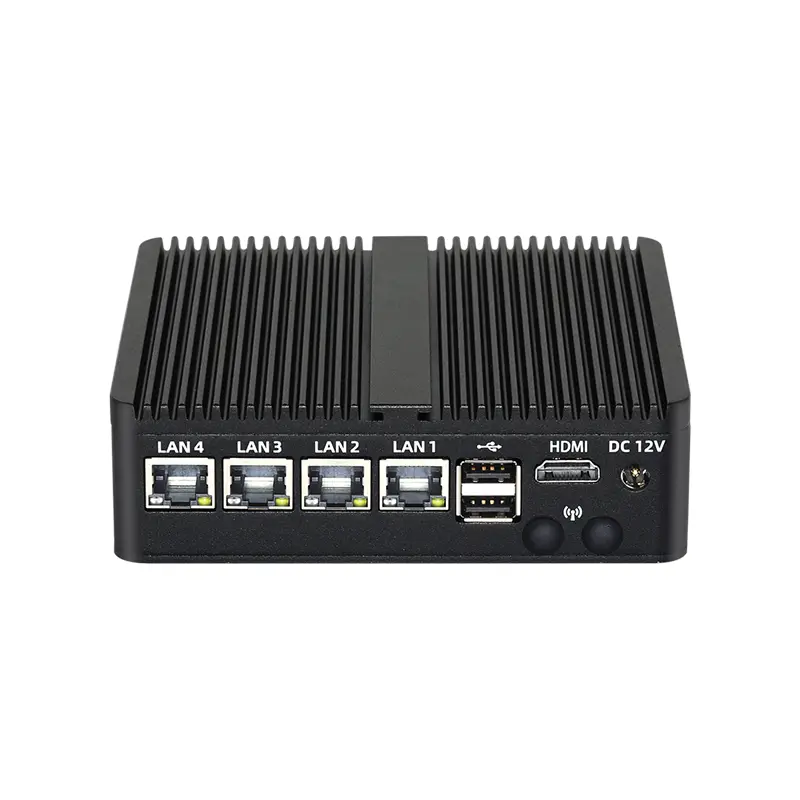 Fanless Mini PC Soft Router Intel Celeron J6412 J4125 J1900 N2830 N150 4x Ethernet 2.5G Intel i226V NIC Friewall Applian — view 1