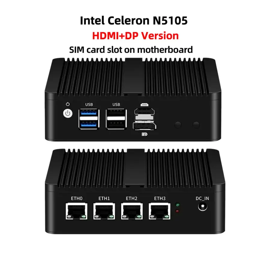 Fanless Mini PC Soft Router Intel Celeron J6412 J4125 J1900 N2830 N150 4x Ethernet 2.5G Intel i226V NIC Friewall Appliance — image 5