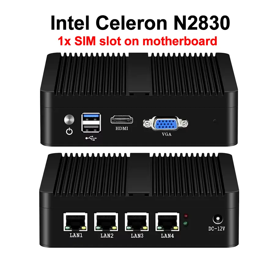 Fanless Mini PC Soft Router Intel Celeron J6412 J4125 J1900 N2830 N150 4x Ethernet 2.5G Intel i226V NIC Friewall Appliance — image 7