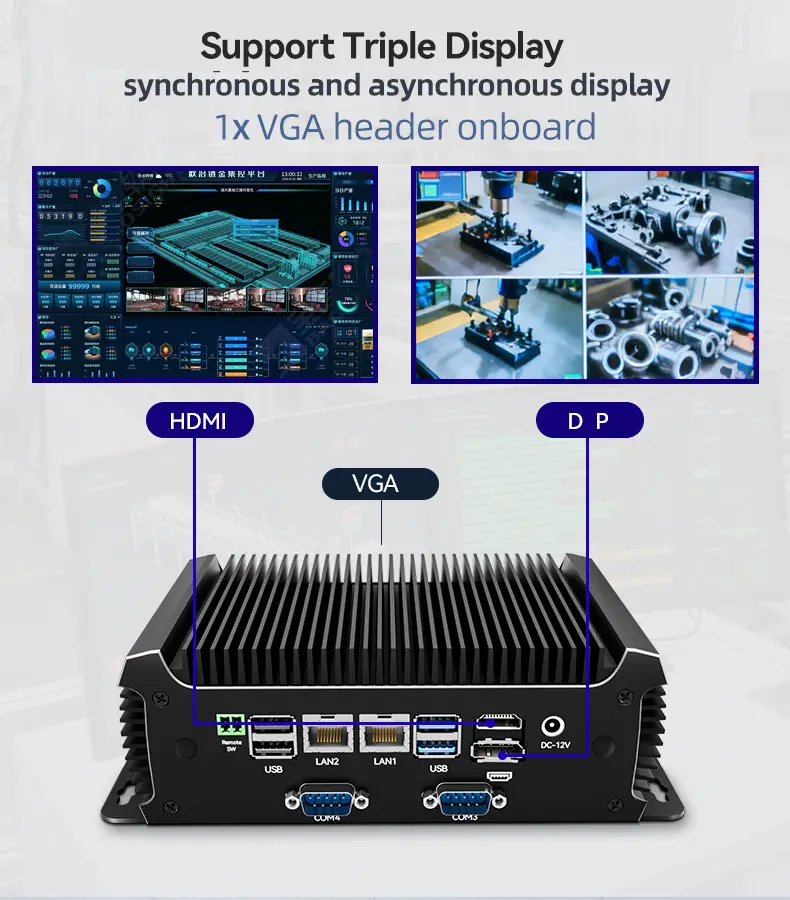 Fanless Industrial PC Intel Core i5-6300U 4x COM RS232 RS485 2xGbE 4G 5G LTE WiFi Windows11/10 Linux ATX Remote Power Switch — image 3