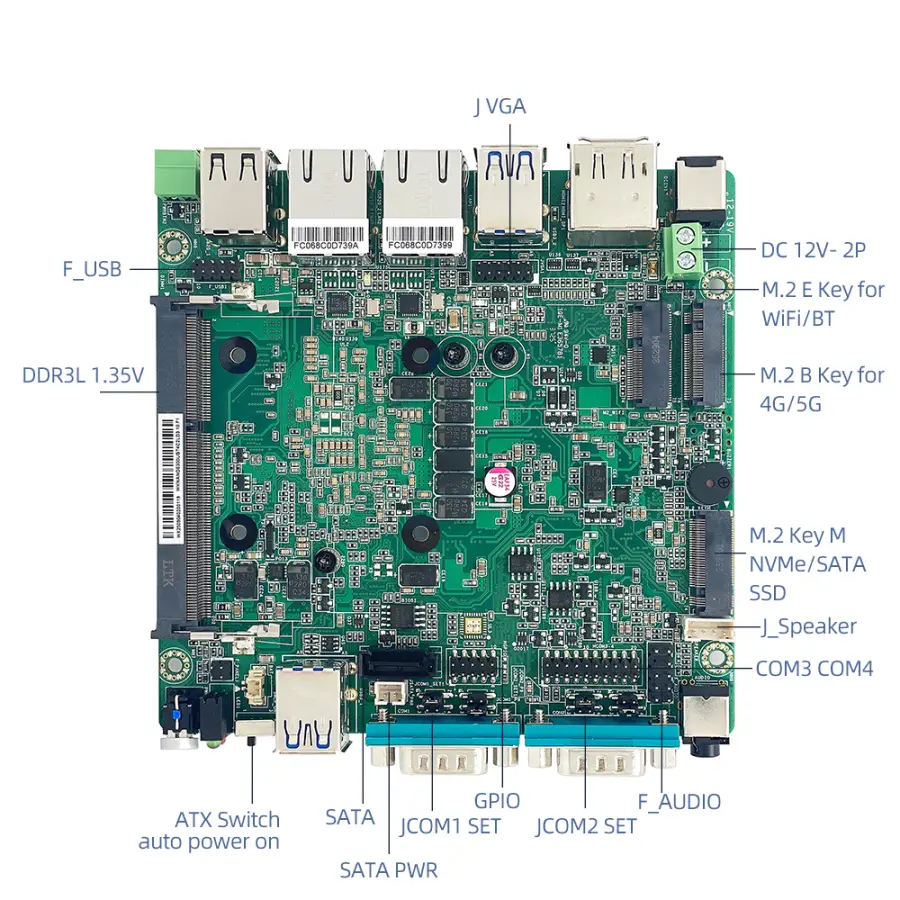 Fanless Industrial PC Intel Core i5-6300U 4x COM RS232 RS485 2xGbE 4G 5G LTE WiFi Windows11/10 Linux ATX Remote Power Switch — image 5