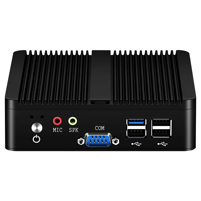 Fanless Industrial Mini PC Intel Celeron J1900 Quad Cores 4x USB Dual LAN 2x RS232 HDMI VGA WiFi Support Windows Linux — view 1