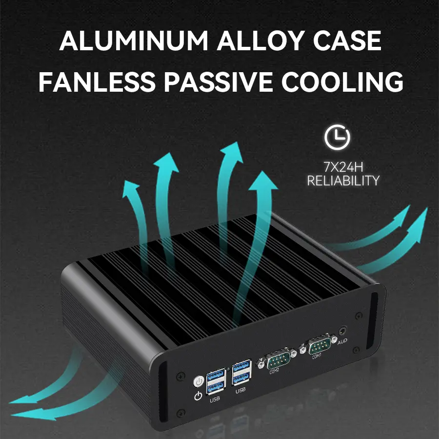 Fanless Industrial Mini PC Intel N100 J6412 2x Ethernet 2x COM RS232/485 6x USB 4G LTE SIM Card WiFi Windows Linux — image 6