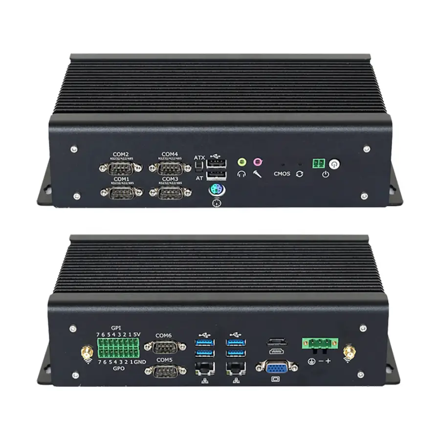 Fanless IPC Mini PC Intel Core i7-9750H 6x COM DB9 RS232 RS422 RS485 GPIO 3*HDMI 6x USB 2*Ethenret WiFi 4G LTE Windows L — view 1