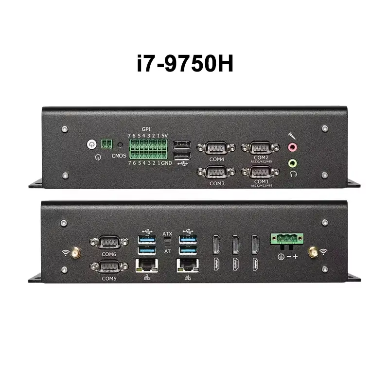 Fanless IPC Mini PC Intel Core i7-9750H 6x COM DB9 RS232 RS422 RS485 GPIO 3*HDMI 6x USB 2*Ethenret WiFi 4G LTE Windows Linux — image 6