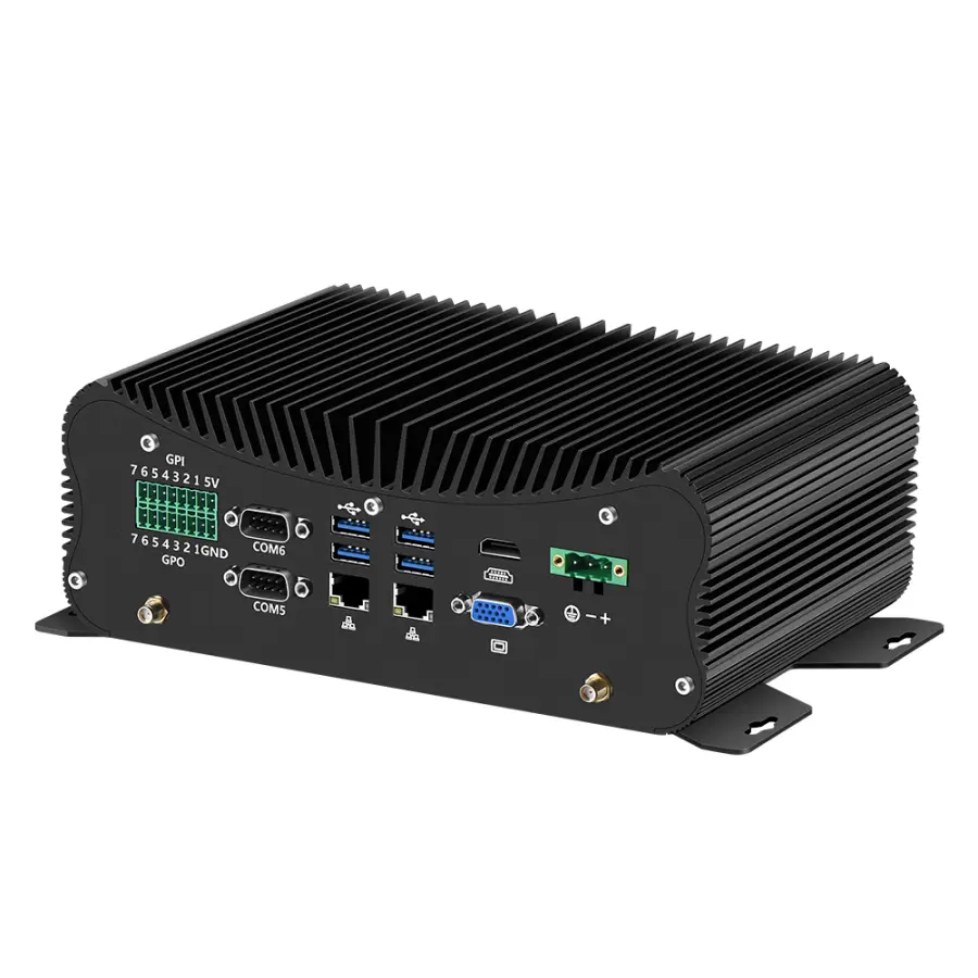 Fanless IPC Industrial Intel i7-10510U i7-1255U 2*LAN 6x DB9 RS232/422/485 GPIO HDMI VGA 6*USB WiFi 4G LTE 9V-36V Window — view 1