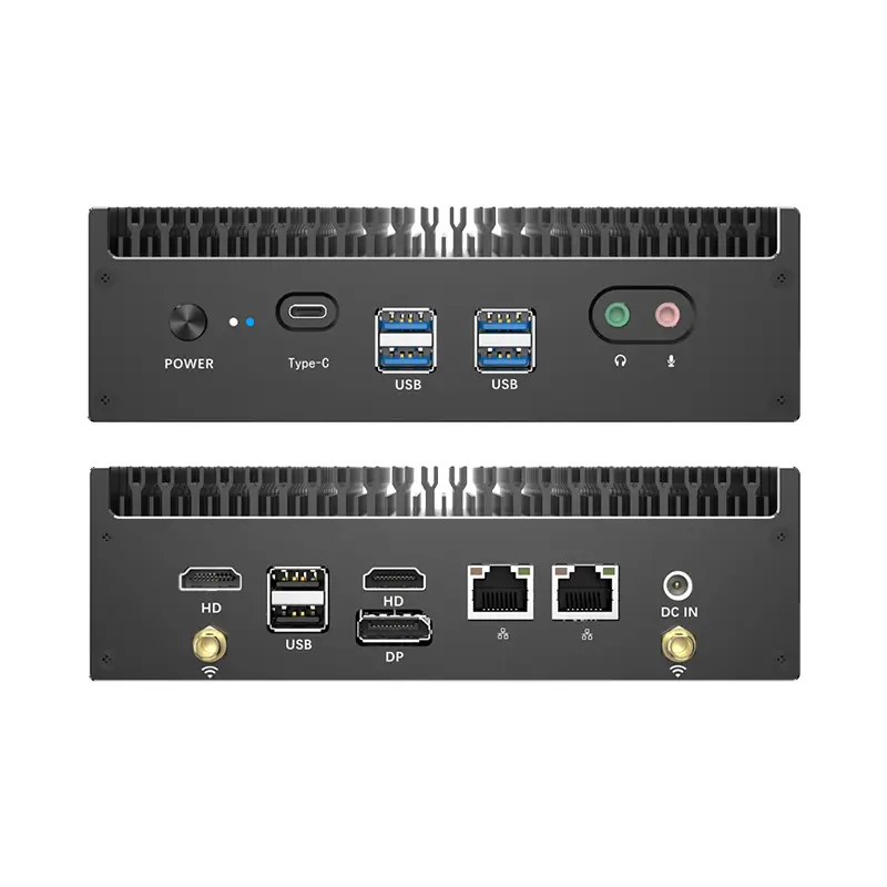 Fanless Mini PC 12th 13th Intel Core i7 1355U 1255U 2xDDR4 2xM.2 NVME SSD Windows10/11 WiFi6 Type-C Thunderbolt4 2.5G Et — view 1