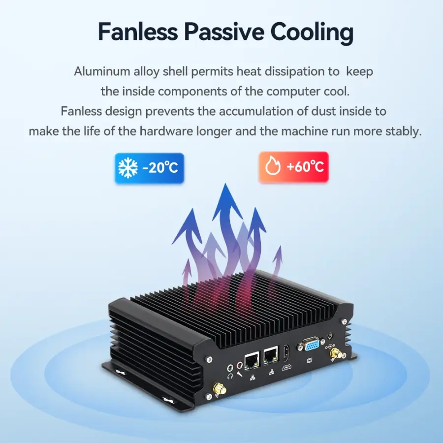 IPC Fanless Industrial IoT Mini PC i5-1235U i5-1335U DDR5 2x Ethernet 2x COM RS232 8x USB Support 4G LTE SIM WiFi Win11 Linux — image 4